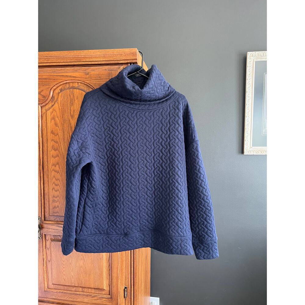 GapFit Navy‎ Blue Quilted Cowl Neck Pullover Sweatshirt Medium M Pocket Athletic